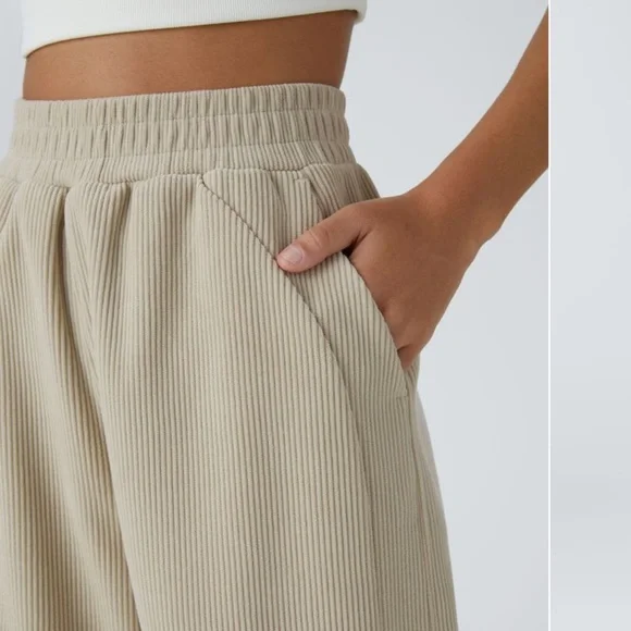 Halara High Waisted Side Pocket Straight Leg Mop Corduroy Casual Pants - Picture 4 of 8